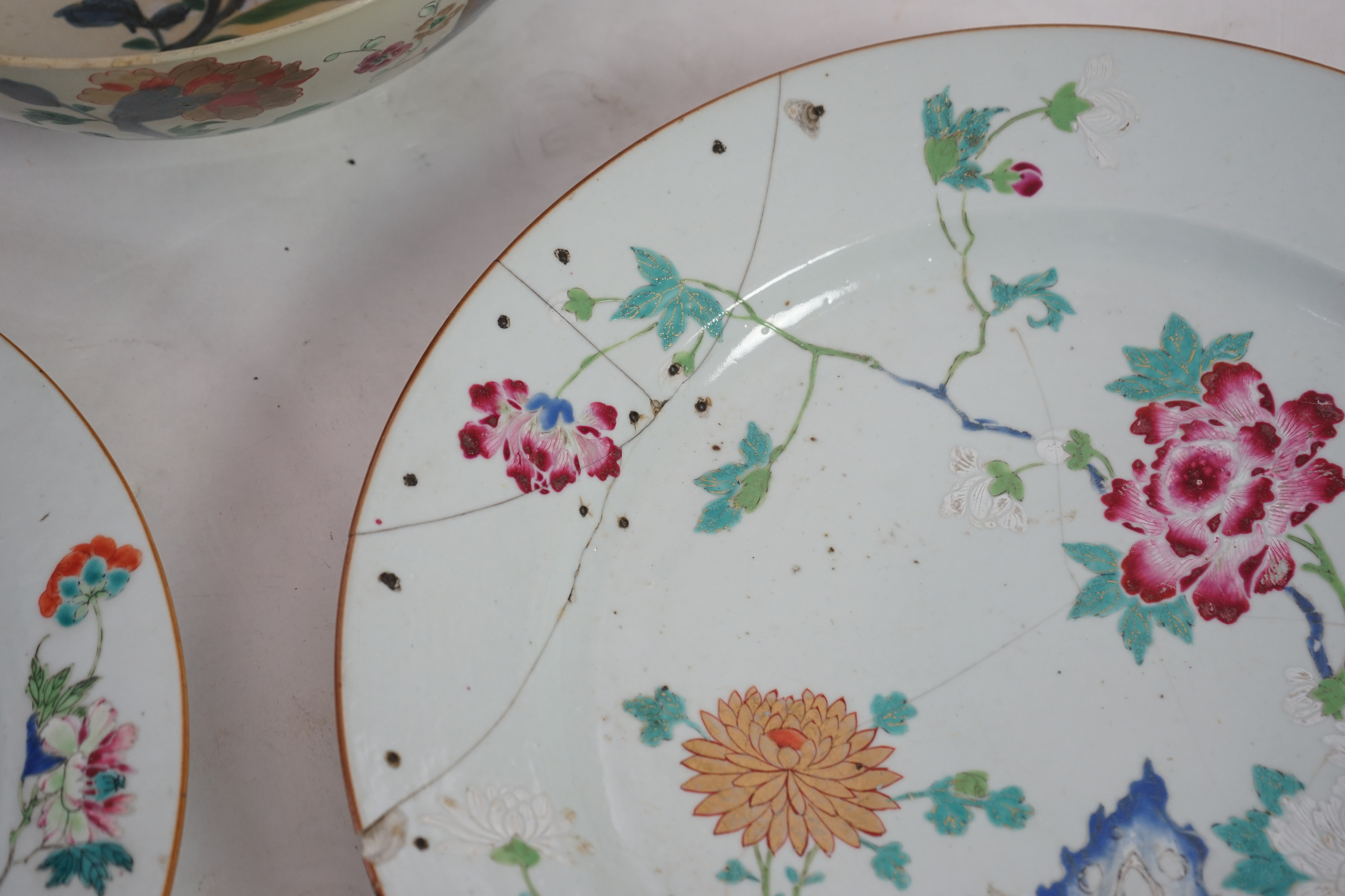 A Chinese famille rose ‘landscape’ dish, Qianlong